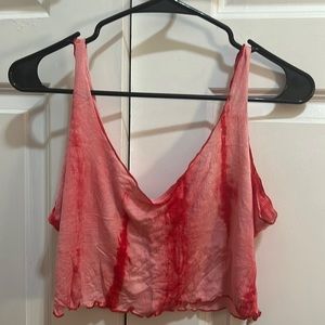 Boutique red tie dye tank top crop top.